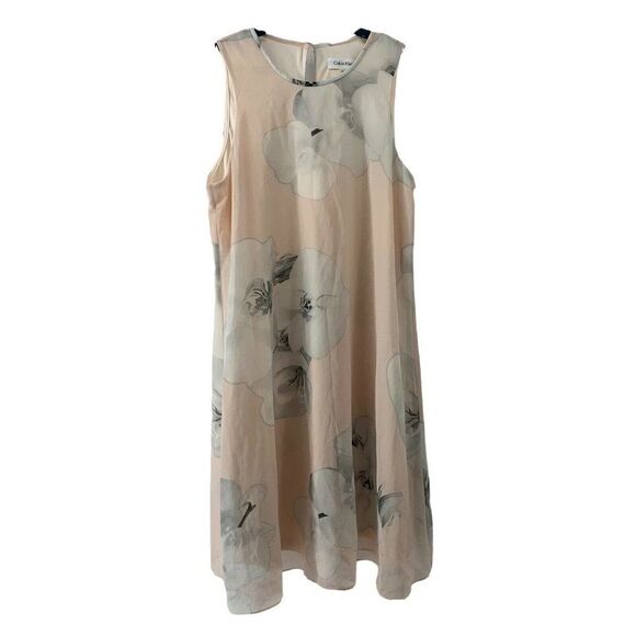 Calvin Klein Pink Floral Sleeveless Dress Size 4 - Picture 1 of 6